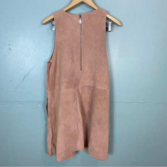 Free People Retro Love Sleeveless Mini Dress‎ Pink Sz L Suede - Picture 4 of 5